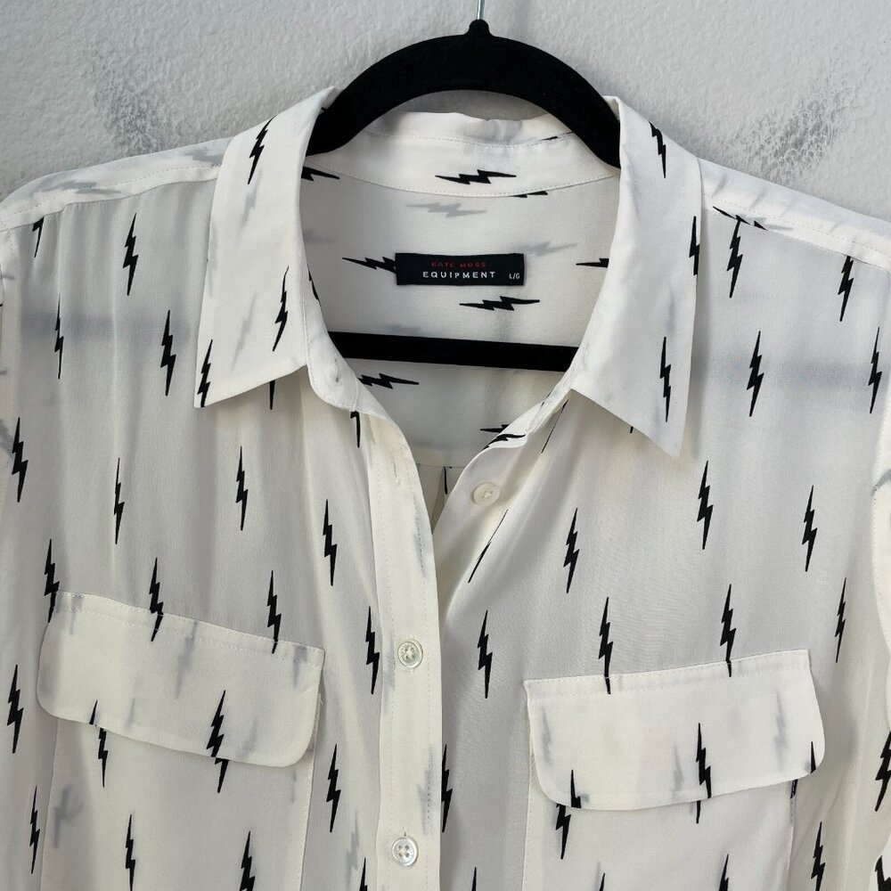 Equipment X Kate Moss Womens Large Slim Signature Button Up 100% Silk Blouse Top - Picture 6 of 12